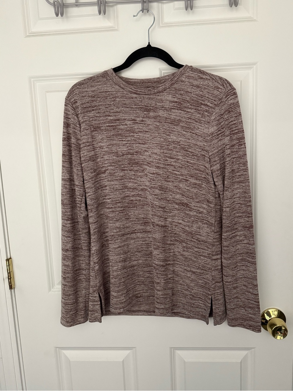 Women’s Long-Sleeve Crewneck Knit Shirt - Heathered Mauve